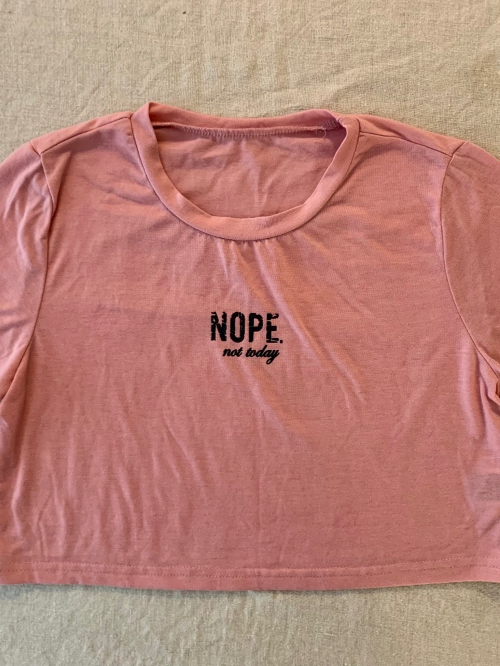 SHEIN Dusty Rose “NOPE not today" Graphic Crop Tee Size M
